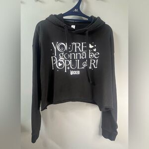 Wicked Black Graphic Cropped Hoodie Sz Medium